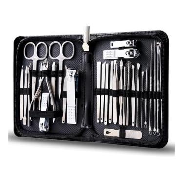 Imagem de Kit Profissional Conjunto De Manicure Podologia Completo Aço Inox 30 peças Kit Manicure e Pedicure Completo com Estojo - 30 Peças em Aço Inoxidável - Tesoura de Unha, Alicate de Unha, Pinça de Sobrancelha, Lixa de Unha, Cortador de Unha