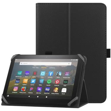 Imagem de HoYiXi Capa universal para tablet de 7 a 8 polegadas - Compatível com Fire HD 8, Fire HD 8 Plus, Lenovo Tab M8, HUAWEI MatePad T, Samsung Galaxy A9 2023 e outros - Suporte fólio e alça de mão - Preta