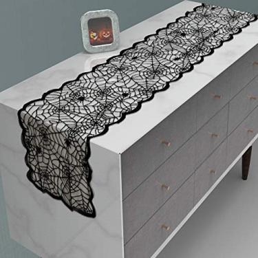 Imagem de CAIT CHAPMAN HOME COLLECTION Toalha de mesa e passadeira de renda de Halloween (33 x 183 cm)