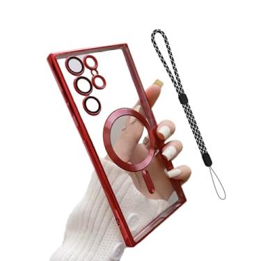 Imagem de Abikhonsr Capa fina transparente para Samsung Galaxy S24 Ultra com protetor de cordão de lente de câmera integrado para mulheres e homens, capa de TPU macio antiamarelamento à prova de choque para