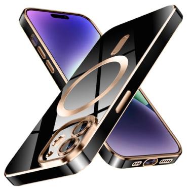 Imagem de YSLBWLE Capa para iPhone 11, [compatível com magnético], [proteção contra quedas de grau militar de 3,5 m] [antiamarelamento] Capa protetora de luxo de TPU macio fino para 14 Pro Max - preta 8-IP11-01