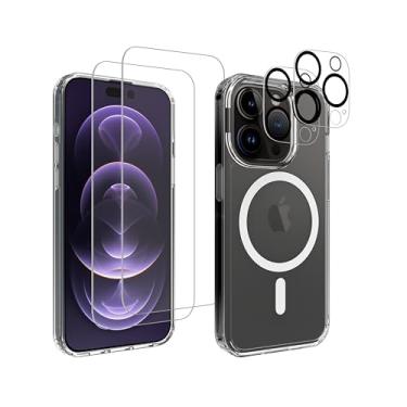 Imagem de METFOR Proteção completa de 360° 5 em 1 para iPhone 15 Pro - Oferta de pacote - Capa rígida protetora magnética premium de grau militar, vidro temperado premium (2), protetores de câmera (2) e