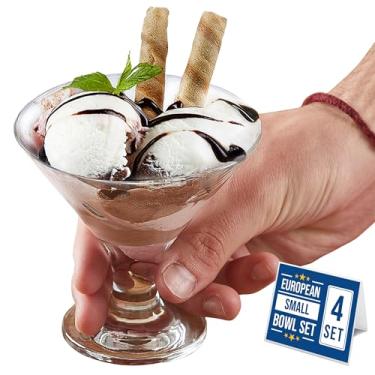 Imagem de Crystalia Conjunto de tigelas de sorvete de vidro pequeno, copos de sobremesa para pudim de sudae de parfait e frutas, copos de sobremesa com pés sem chumbo, pratos de servir doces transparentes para festa, conjunto de 4, 177 g (cônico)