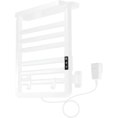 Imagem de Toalheiro do radiador, toalheiro elétrico de 140 W com tela LED, toalheiro do radiador do banheiro, aquecedor de fibra de carbono termostato toalheiro elétrico com ganchos removíveis