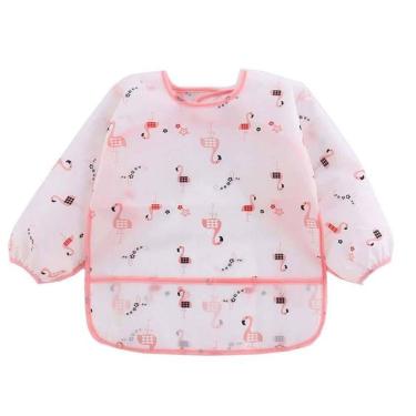 Imagem de Babador avental impermeável manga longa - rosa 12-18m