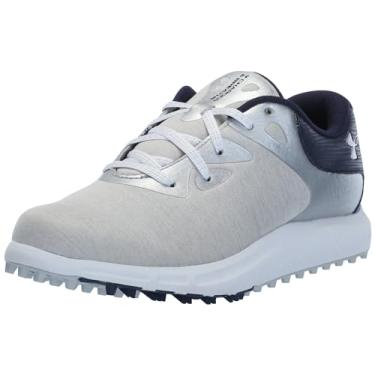 Imagem de Under Armour Tênis de golfe feminino Charged Breathe 2 Knit Spikeless Cleat, (103) Halo Gray/Midnight Navy/Metallic Silver, 35
