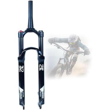 Imagem de Garfos de suspensão a ar de 26/27,5/29 pol., freio a disco de liberação rápida de liga leve de 140 mm com garfo de bicicleta de montanha de círculo de viagem, trava manual cônica, 26 polegad