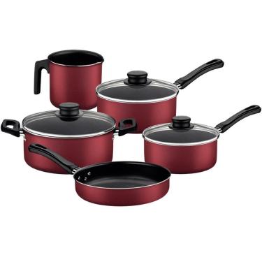 Imagem de Conjunto de Panelas Tramontina Caribe 5 peças Antiaderente Starflon Max Vermelho