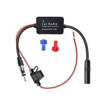 Imagem de POBADY FM/AM DAB DAB+ Amplificador de Sinal de Antena de Carro DIN Fêmea para DIN Macho Adaptador 12V Antena de Rádio Digital Divisor de Antena Amplificador de Antena para Áudio Estéreo Rádio Digital