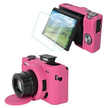 Imagem de VOVMOEYA Capa de câmera para Canon Powershot G7 X Mark III com 2 peças de protetor de tela, proteção total macia G7X III capa de silicone destacável capa protetora para Canon G7XIII G7X3-Bubblegum