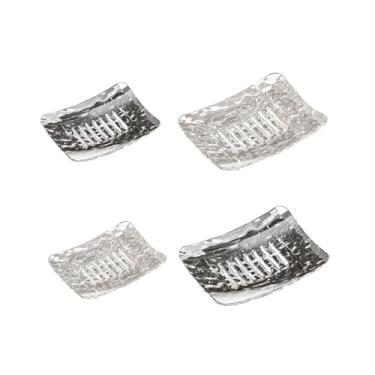 Imagem de Generic Conjunto de saboneteiras para banheiro, caixa de armazenamento, porta-sabonete, bandeja para saboneteira de, ralo de banheira e chuveiro, Transparente E Cinza, 2x Grande 2x Pequeno