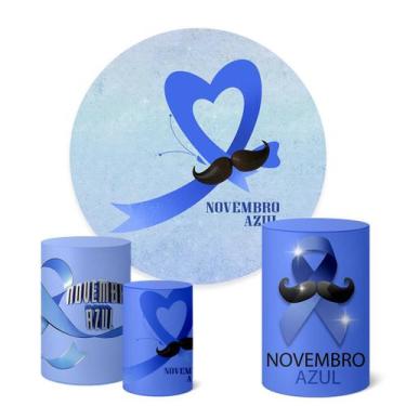 Imagem de Trio Capas Cilindro + Painel Redondo 1,50m Novembro Azul - Fadrix, K1N