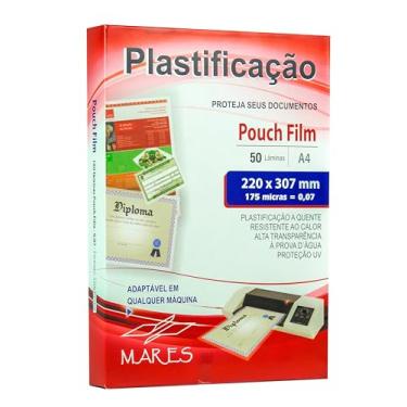 Imagem de Plástico para Plastificação Mares A4 0,07 175 micras 220x307mm 50 unidades