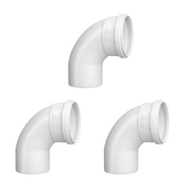 Imagem de Kit 3 Curva 90 Longa Esgoto 75mm Conexão Canos Encanament - FORTLEV