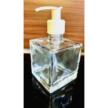 Imagem de Kit Porta Saboneteira Sabonete Liquido 250ml Vidro Válvula Branca