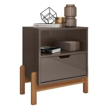 Imagem de Mesa de Cabeceira Antares 1 Gaveta - Casa D, Cinza Pérola