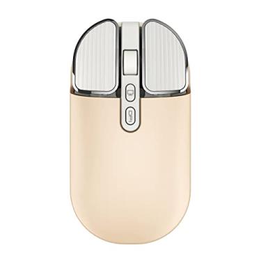 Imagem de Mouse recarregável sem fio de 2,4 G com receptor USB, retorno à mesa, botão mudo, economia de energia, mouse óptico de 2400DPI para laptop, notebook, PC, tablet (cor creme)