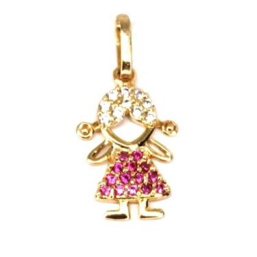Imagem de Pingente de ouro 18k Filha com Pedras - Elegancy Joias