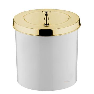 Imagem de Lixeira 5 Litros Tampa Cesto De Lixo Dourado Para Banheiro Pia Cozinha