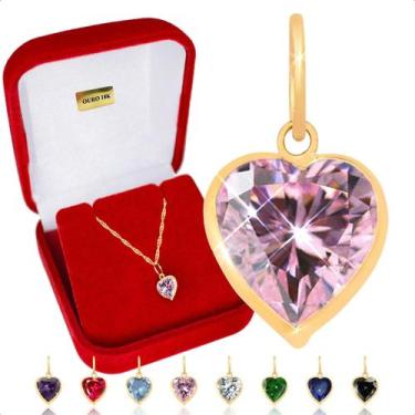 Imagem de Pingente Ouro 18k Pedra Coração 6mm - Paulistana Joias, Rosa