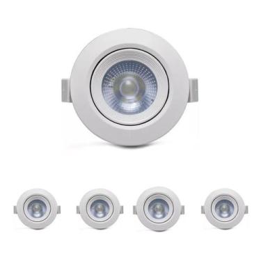 Imagem de Kit 5 Spots Led Galaxy Direcionável 5w Redondo - Branco Frio - Galaxy 