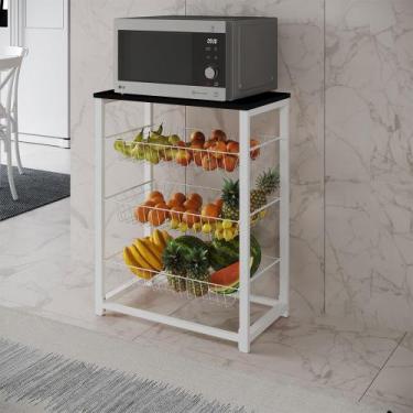 Imagem de Fruteira com Suporte para Micro-ondas Barcelona Aço Branco Cesto Branc