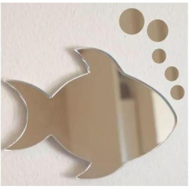 Imagem de Espelho Decorativo Peixe Bolhas 50 Cm Banheiro Quarto 6Peças - Agv Cri
