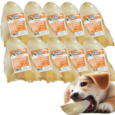 Imagem de Kit 10 Mordedores Orelha Bovina Petisco P/ Cachorro Natural  - DIP DOG