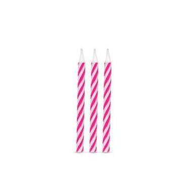 Imagem de Vela para Aniversário Romana Festa Palito Espiral Rosa 20 Unidades
