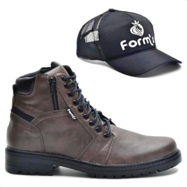 Imagem de Bota Coturno Masculino Casual Conforto Macia Zíper + Boné