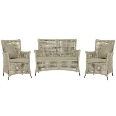 Imagem de Jogo Sofá e 2 Poltronas de Área Igapó Alumínio Pintura Preta Corda Náu