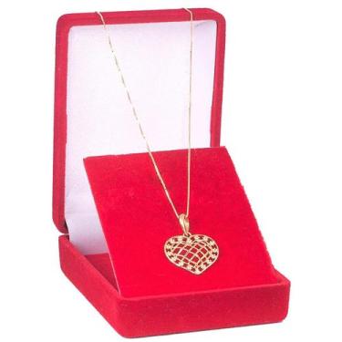 Imagem de Colar Feminino Ouro 18k Veneziana 40cm E Coração Cravejado - DR Joias