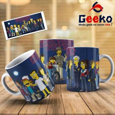Imagem de Caneca Stranger Things Simpsons Geeko, Branco, 325ml