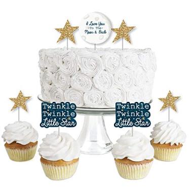 Imagem de Big Dot of Happiness Twinkle Twinkle Little Star - Dessert Cupcake Toppers - Baby Shower, Birthday Party Clear Treat Picks - Set of 24