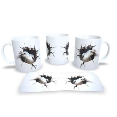 Imagem de Caneca Branca de Porcelana Personalizadas Arte Espelhadas em 3D Animais (Passaro 13)