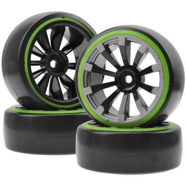 Imagem de ShareGoo 12mm Hex RC Drift Car Wheels and Hard Plastic Tires Compatible with Traxxas HSP Redcat Tamiya HPI Kyosho 1/10 Scale On-Road Drifting Drift Car, Set of 4