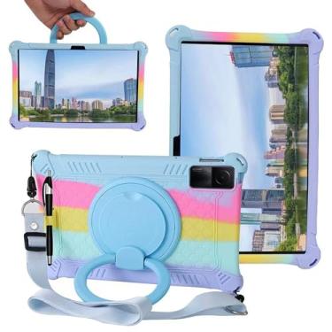 Imagem de Capa para tablet Xiaomi Redmi Pad 10,6 polegadas 2022, capa de silicone macio antiestresse com suporte giratório/suporte para lápis/alça de ombro/caneta para Redmi Pad 10,6 polegadas (azul claro