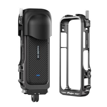 Imagem de Gaiola de armação de metal de liberação rápida para Insta360 X4, capa protetora de armação de metal 360 X4 com capa de lente de silicone, com roscas de 0,6 cm, 2 suportes de sapata fria (montagem de