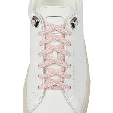 Imagem de 2 pares de cadarços elásticos sem amarração para adultos e crianças, cadarços sem cadarço para tênis, rosa
