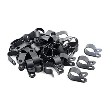 Imagem de TOVOT 100 peças de grampos de cabo de nylon de 1,5 mm sortidos kit de clipes de cabo tipo R preto grampos de arame de plástico preto fixadores para montagem de fio