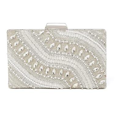 Imagem de Aheli Bolsas de mão feitas à mão para festa noturna de casamento, presente de noiva para mulheres, Prata 3