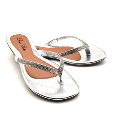 Imagem de Sandália Feminina Rasteirinha Salto 2 Cm de Dedo 777 - Ana Reis, Prata