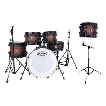 Imagem de - Bateria Acústica Rmv Cross B. 20'' 3 Toms E 2 Estantes, Castanha esc