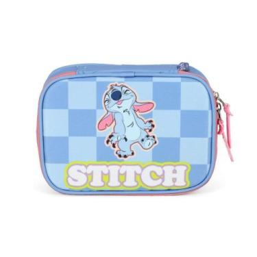 Imagem de Estojo Box Azul Stitch Disney Classics Escolar Luxcel