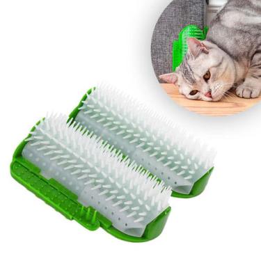 Imagem de Coçadinha Para Gatos Escova Tira Pelos Massageadora Canto De Parede - 