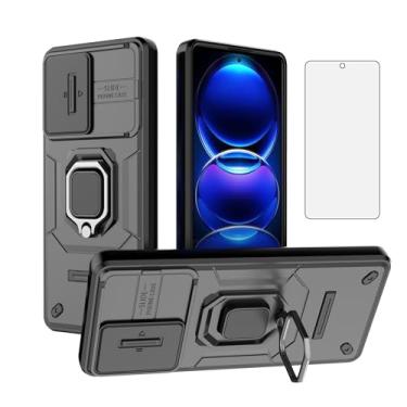 Imagem de Asuwish Capa de celular para Xiaomi Redmi Note 12 Pro Plus com capa deslizante para câmera de vidro temperado, suporte de anel, resistente, fino, protetor de célula híbrida de grau militar, 12pro+,