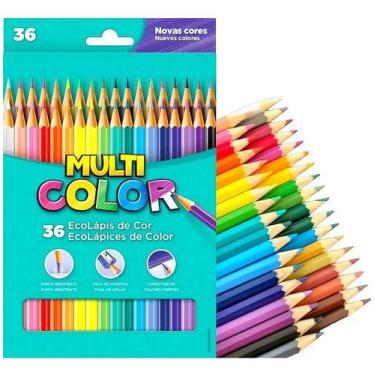 Imagem de Lápis De Cor 36 Cores Multicolor Qualidade Ponta Resistente