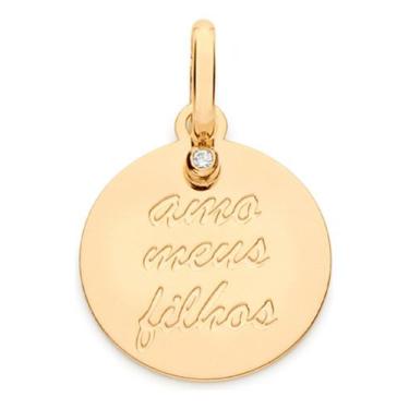 Imagem de Pingente Medalha Escrito Amo Meus Filhos, Co 542395 - Rommanel, Branco