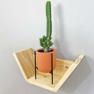 Imagem de Nicho de Parede de Madeira Hexágono Pettit Natural - ArtFactory Design