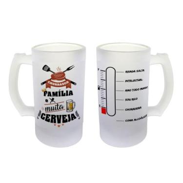 Imagem de Caneca Vidro Cerveja Chopp Churrasco Família e Muita Cerveja - GMH